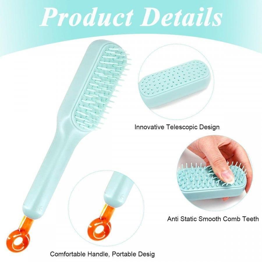 CleanSweep Comb | Self-cleaning Anti-static Massage Comb for Adults and Kids