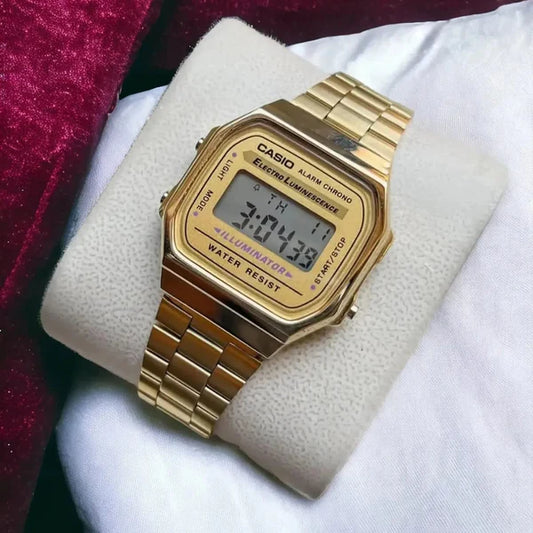 Casio Vintage 168 | Digital Unisex Watch (Gold)