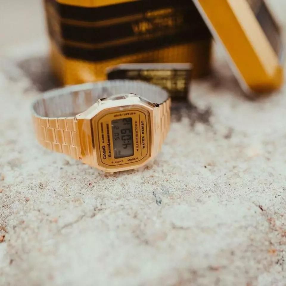 Casio Vintage 168 | Digital Unisex Watch (Gold)
