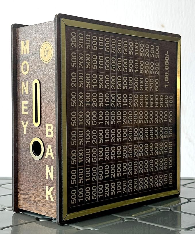 Money Bank | Savings Challenge Wooden Piggy Bank