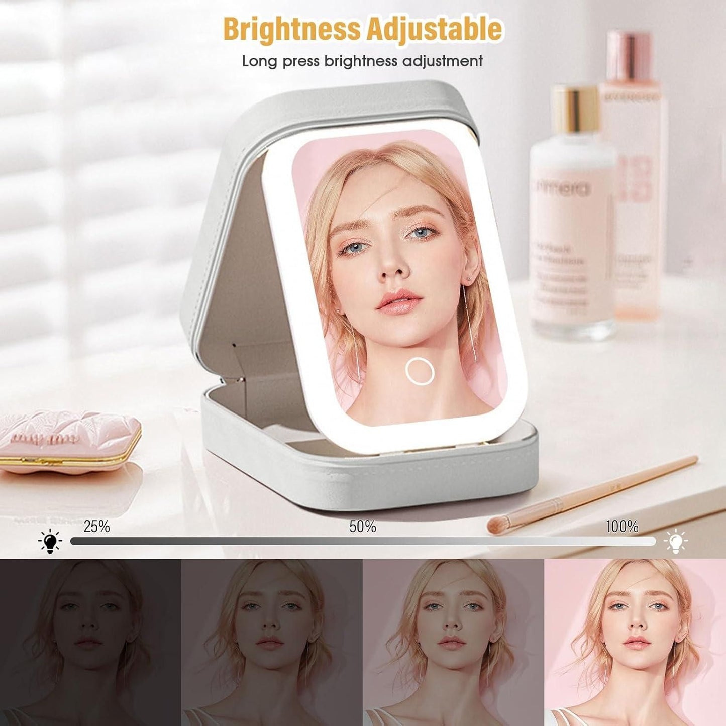 VanityGlow™ | Makeup and Jewelry Box with LED Mirror