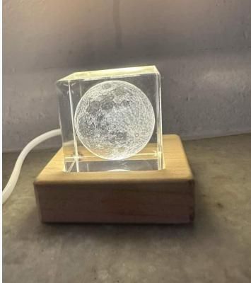 Lunar Glow Cube | 3D Crystal Cube Moon with LED Night Lamp