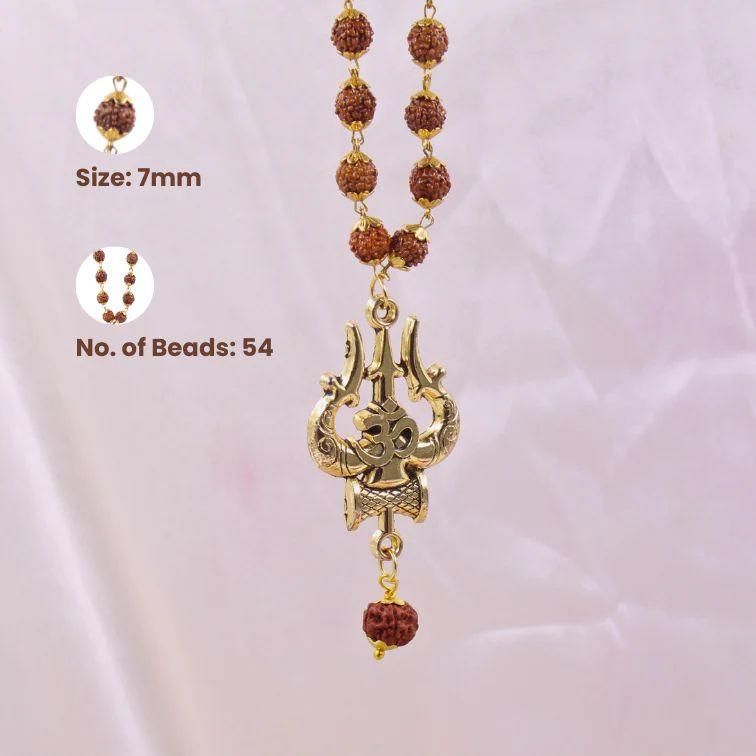 Panchmukhi Rudraksha OM Shiva Trishool Mala (54 Rudraksha)