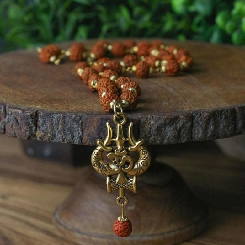 Panchmukhi Rudraksha OM Shiva Trishool Mala (54 Rudraksha)