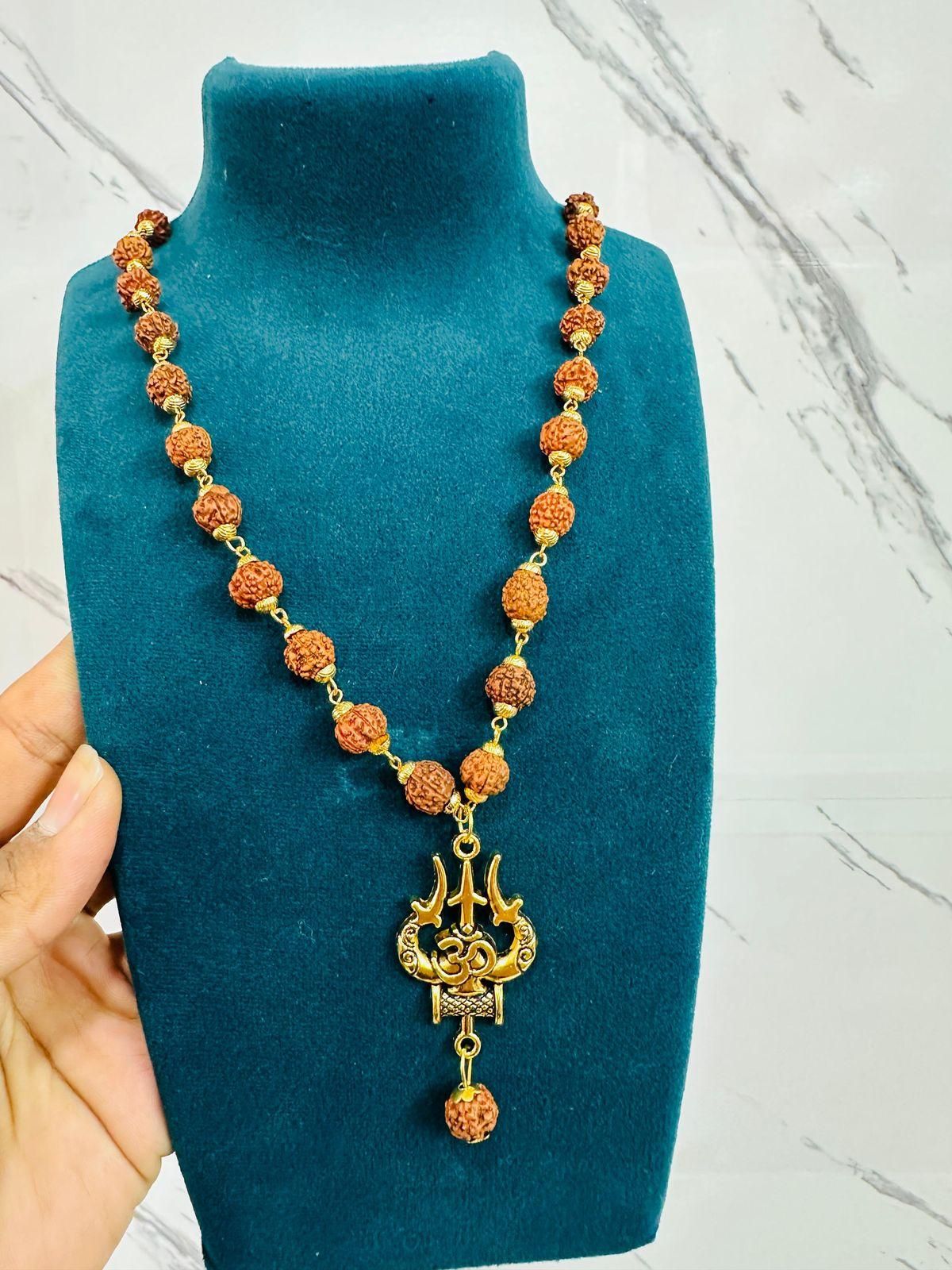 Panchmukhi Rudraksha OM Shiva Trishool Mala (54 Rudraksha)
