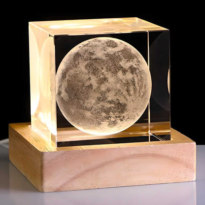 Lunar Glow Cube | 3D Crystal Cube Moon with LED Night Lamp