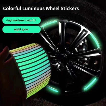 Car Wheel Decorative Stripe Stickers 12.7 mm x 0.09 m Florescent Reflective Tape