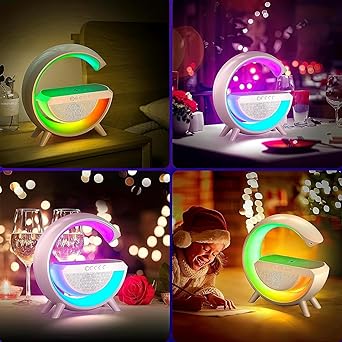 3 in 1 Night Light Bluetooth Speakers with 15W Wireless Charger, LED Desk Lamp