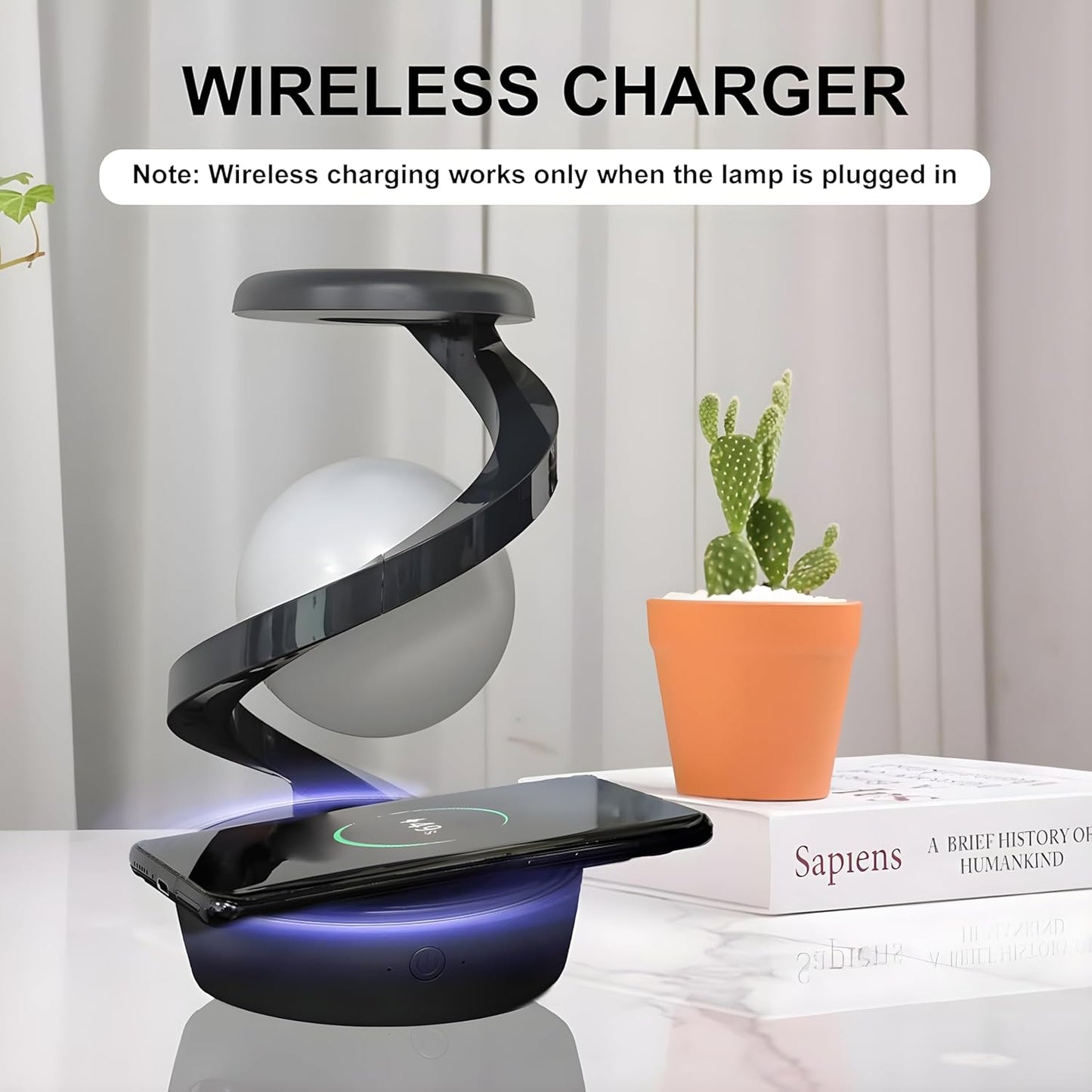 Looplight Charge Hub | Rotating Rechargeable Desk Lamp with Wireless Charger