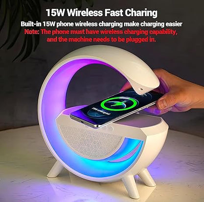 3 in 1 Night Light Bluetooth Speakers with 15W Wireless Charger, LED Desk Lamp