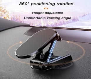 Magnetic Phone Holder for Car, Foldable Metal Multi-Functional 360° Rotation