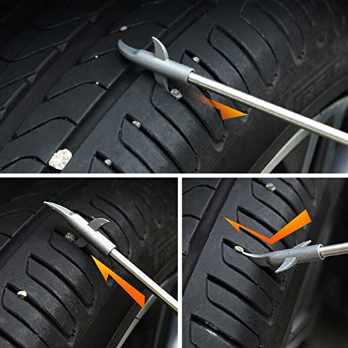 Car Tyre Stone Remover Hooks, Solid Rubber Handle Rust-Resistance Motor Bike Tire